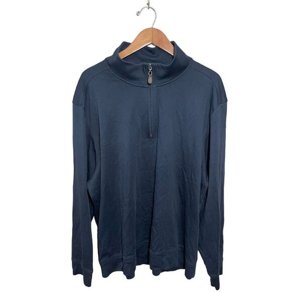 Tommy Bahama Martinique 1/4 Zip‎ Sweatshirt Men’s 2XL Pima Cotton Navy Blue - Picture 1 of 6